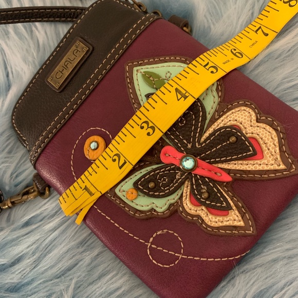 Chala Purple Butterfly Cellphone Crossbody Handbag - Convertible Strap - Picture 12 of 14